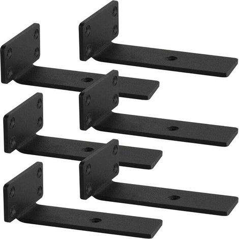 Wall Shelf Brackets 6 Pieces 15 cm Black Load Capacity 75 kg Screws Included (1/4)