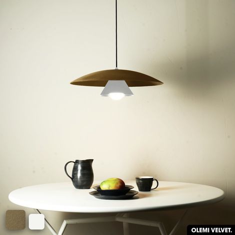 Lampe de suspension en velours - OLEMI VELVET PEYOTE - BLANC (1/2)