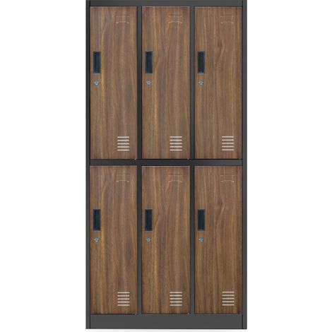 Armoire pour vêtements de travail, 6 portes IGOR, 900 x 1850 x 450 mm, Eco Design: anthracite/ couleur noyer (1/4)