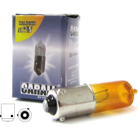 Coppia lampade alogene H21W 12V 21W BAY9s amber per frecce auto (1/3)
