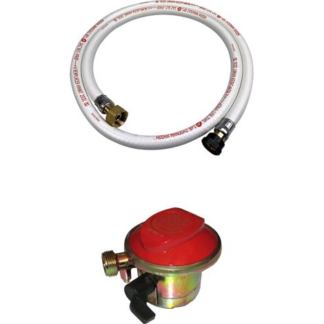 Kit Tuyau flexible de gaz 1.5 m à embouts mécaniques + Détendeur Quick-on Ø20mm Propane 37mbar 1.5kg/h. raccord rapide – Normes NF (1/2)