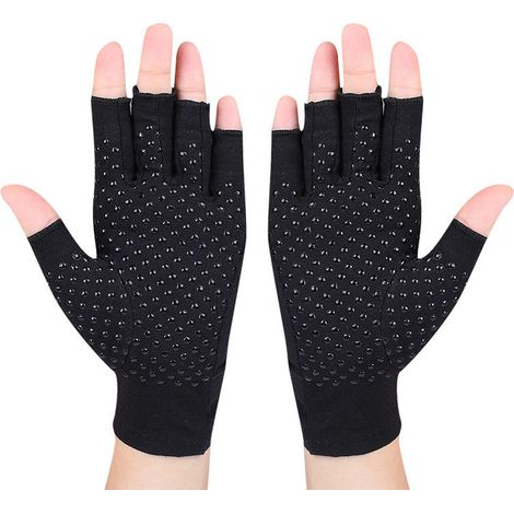 Soulagez l'arthrose et les douleurs du canal carpien grâce à ces gants de compression et leurs picots antidérapants pour le travail. (1/5)