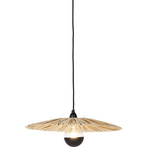 QAZQA rústico Lámpara colgante rústica negra con cuerda 45 cm - Leia /Acero Redonda Adecuado para LED Max. 1 x 40 Watt