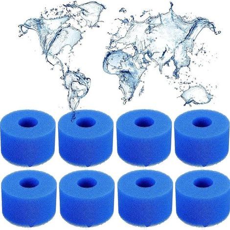 Lot de 8 Filtres en Mousse Réutilisables pour Piscines, Spas et Aquariums Modèle S1 (1/4)