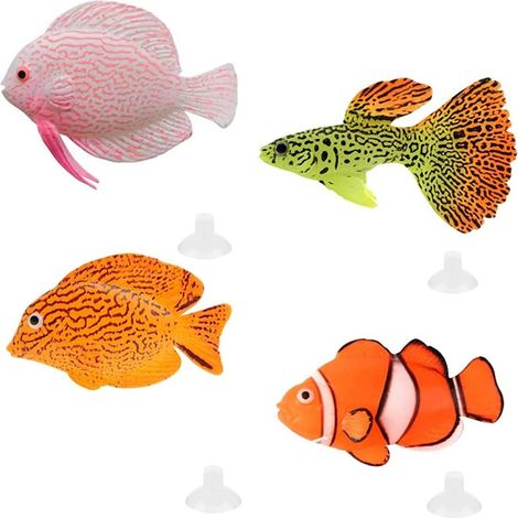Ensemble de 4 poissons artificiels pour une décoration d'aquarium colorée (1/5)
