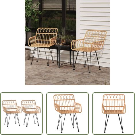 Gartenmöbel - Gartenstühle 2 Stk. mit Armlehnen 56x64x80 cm PE-Rattan (1/5)