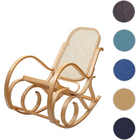 Mendler – Fauteuil à bascule en rotin couleur noyer – Assise 42x44 cm – Hauteur 90 cm – Confort optimal pour salon