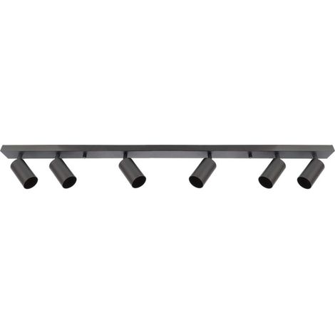 Edo Solutions – Plafonnier à 6 spots en saillie noir – Aluminium et acier – 6xGU10 220V – IP20 pour intérieur moderne – Longueur 1200 mm (1/5)
