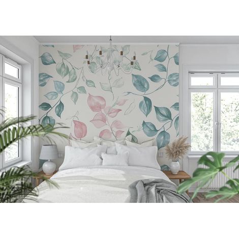 Papier peint floral feuillage pastel delicat - 150 x 250 cm (1/2)