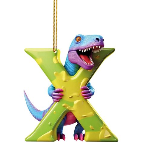 Ornement Dinosaure - Acrylique - Lettres A à Z - Décoration Arbre De Noël - 26 Pièces (1/2)
