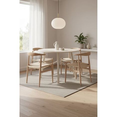 Table à Manger ELURU - Beige - Ronde - 4 personnes - 100 x 76 cm (1/4)