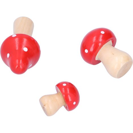 Lot de 3 décorations champignons en bois mignons et originaux pour bureau ou maison, rouge (1/5)
