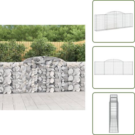 Gabione mit Hochbogen 300x30x100/120 cm Verzinktes Eisen - Gabionenkorb - Gabionenwände - Gartendekoration - Gartenzubehör - Zaun (1/5)