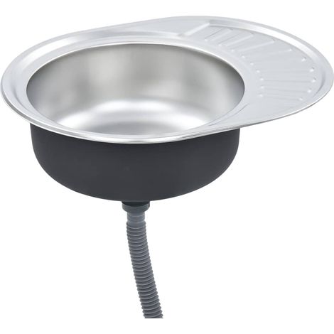 Evier de cuisine avec crépine et piège evier ovale evier encastré evier de cuisine maison intérieur résistant acier inoxydable (1/5)