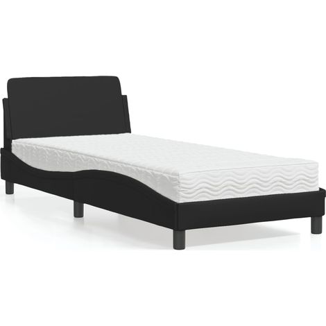 Bett mit Matratze Schwarz 80x200 cm Kunstleder vidaXL895405 (1/5)