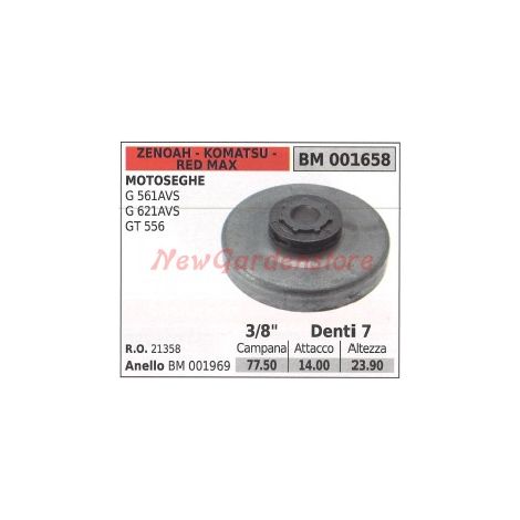 Kupplungsglocke für Kettensäge G561AVS G621AVS GT556 ZENOAH 001658 21358