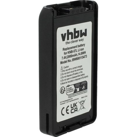 vhbw Akku kompatibel mit Kenwood NX-320E3, NX-420, NX-3220, NX-3320, NX3220, NX3300, NX3320 Funkgerät, Walkie Talkie (2000 mAh, 7,4 V, Li-Ion)