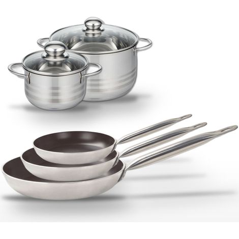 Lot de 3 Poêles 24/28/32 cm Elo Bistro Line et 2 Faitouts 16/24 cm (1/5)