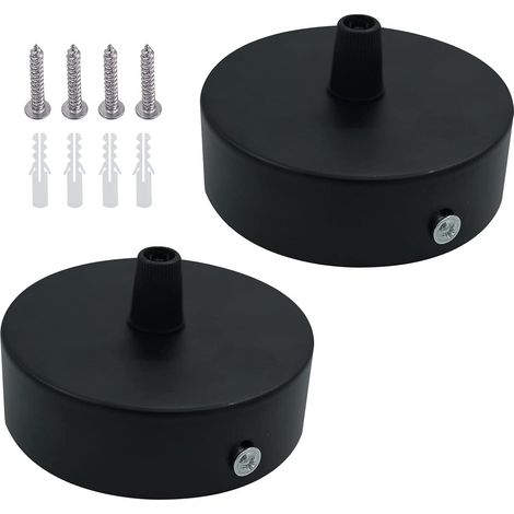2pcs Black Metal Ceiling Rose Ceiling Canopy Canopy for Hanging Lighting (1/5)