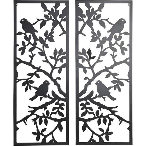 Wanddekoration Set 2 Metall 70x1.3x90 Metall Vogelmaterial Mehrfarbige Farbfamilienfamilie Wanddekorationen Details (1/2)