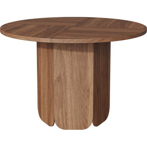 Mesa de comedor redonda de MDF 120 cm color nogal para 4-6 personas (1/5)