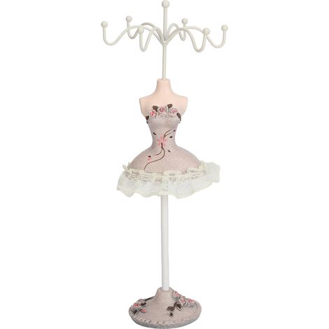 Support à Bijoux en Forme de Robe Porte-Colliers et Boucles d'Oreilles Présentoir Mannequin Compact en Résine Élégant et Durable (1/5)