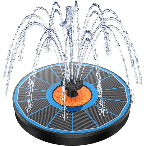 Fontaine Solaire 3.5W, Verre Extérieur Flottante Pompe Bassin Solaire Pas de Batterie, 7 Buses & 4 Tiges Fixes pour Bain d'oiseaux Aquarium Jardin Fontaine (Noir)