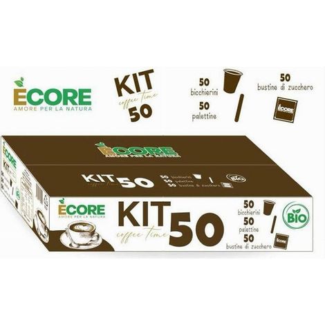 Kit Caffè 150 Pz Coffee Time Con 50 Bicchierini 50 Bustine Zucchero 50 Palettine