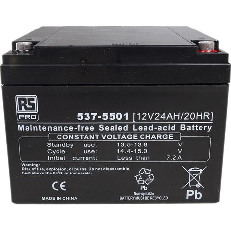 Batterie au plomb étanche RS PRO 12V 24Ah cyclique ( Prix pour 1 )