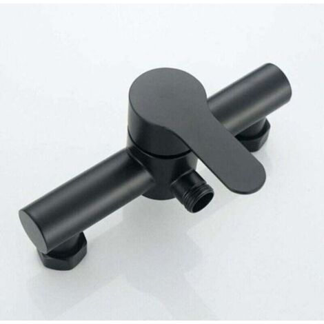 Robinet de douche mitigeur mural noir en acier inoxydable – Finition chromée ultrabrillante – Valve céramique anti-fuite – Installation murale (1/5)