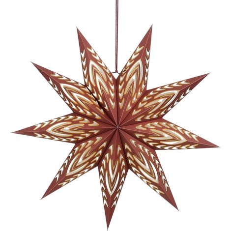 Mica Decorations Weihnachtsanhänger Stern Papier Ø 60 x 18 cm dunkelbraun