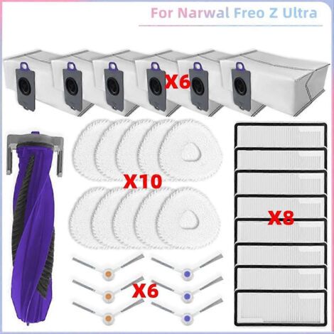 BARKBUSTERS Pièces détachées pour aspirateur Narwal Freo Z Ultra : rouleau principal, couvercle de brosse latérale, filtre HEPA, lingette de nettoyage, sacs à poussière. (1/5)