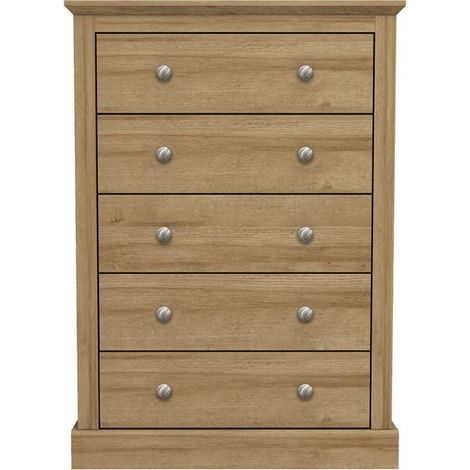 Devon 5 Drawer Chest Oak