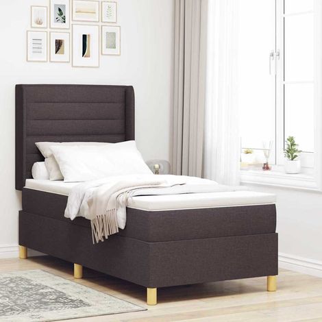 Boxspringbett mit LED-Lichtleisten Braun 90 x 190 cm Stoff