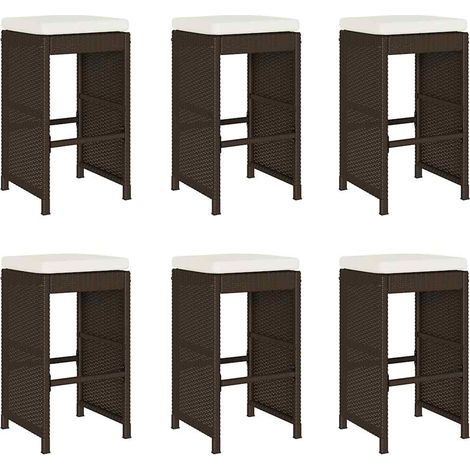 Maison Exclusive - Taburetes altos de bar jardín con cojines 6 ud (1/5)