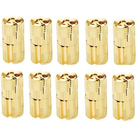 Lot de 10 charnières cylindriques en laiton invisibles dissimulées pour portes en bois, armoires, caravanes, 10 mm