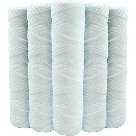 Lot de 5 cartouches filtrantes à eau spiralées anti-sédiments 254 mm (10 pouces) - Compatibles avec les filtres 20 microns