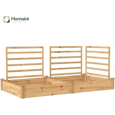 HOMAIRE Hochbeet en bois avec treillis d'escalade, compartiments et fond ouvert