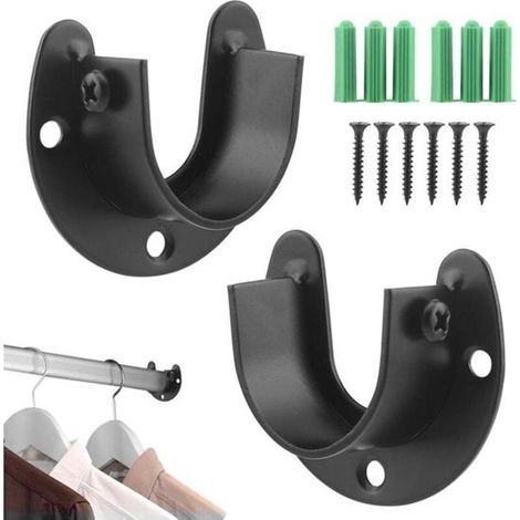 Gardinenstangenhalterung – 32 mm – Edelstahl – Schwarz – 2 Stück (1/4)