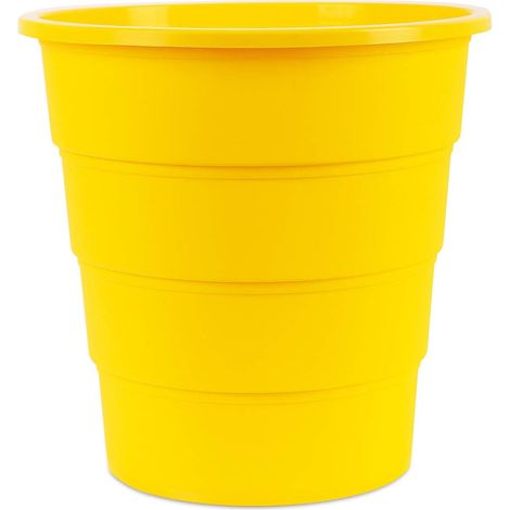 Corbeille à papier 16 litres en plastique design rond pour bureau cuisine Couleur : jaune Élégant et pratique Dimensions : 30,8 x 31 x 30,8 cm (1/5)