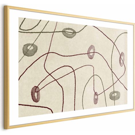 Poster – Linien und Formen – ein Labyrinth aus Perlen auf blassem, abgenutztem Hintergrund (1/4)