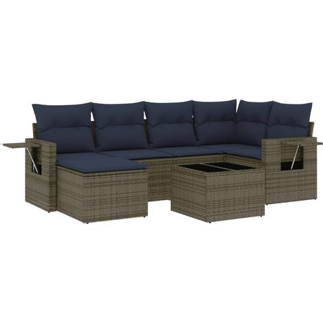Maison Exclusive - Set Divani da Giardino 7 pz con Cuscini Grigio in Polyrattan