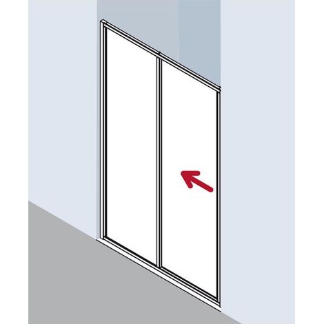 Kermi Porte coulissante Ibiza 2000 ST2 1300x 2000 BV : 1270-1300 WEI verre trempé transparent