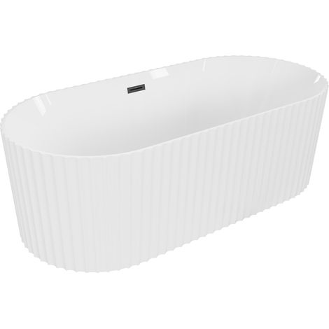 Mexen Paola baignoire autoportante rainurée 150 x 75 cm, blanc brillant, trop-plein noir - 52721507500-70 (1/3)