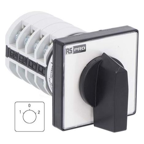 Rs Pro – Commutateur à cames 3 positions 4 pôles 20A 690V – Pour installations électriques professionnelles – Dimensions 48 x 48mm