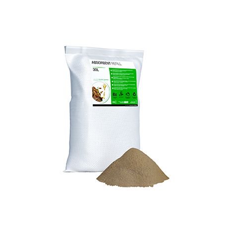 Absorbente Natural a Base de Fibra, Reutilizable y Biodegradable. Se Usa con Nuestro Carro de Tamiz 9202500. Bolsa de 30 Litros