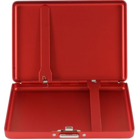 Étui à cigarettes en alliage d'aluminium résistant à l'eau, couleur unie, élégant, rouge. Boîte à cigarettes en métal pour homme. (1/5)