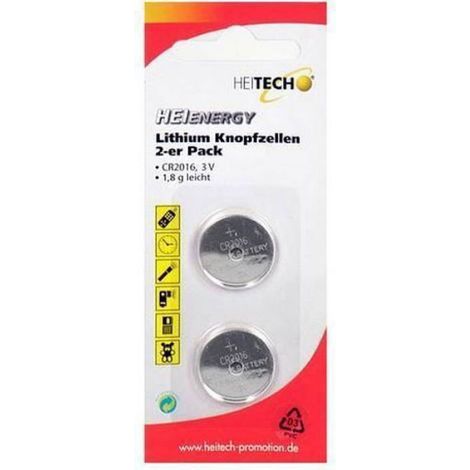 Pile Bouton CR2016 - Batterie Lithium 3 V - Diamètre 20 mm - Argent - Par 2 Pièces