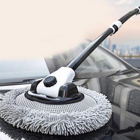 Brosse de Lavage Voiture avec Perche Télescopique en Alliage d'Aluminium, Tête en Microfibre pour Nettoyage sans Rayures - Brosse de Lavage Extensible (1/5)