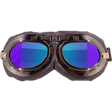 Lunettes De Moto - Verres En Polycarbonate - Monture En ABS Et Cuir Synthétique - Style Pilote Rétro - Pour Casque Ou Conduite - 1 Pièce (1/5)